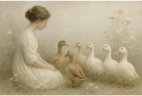 Karte 14 - Frau mit Enten 
