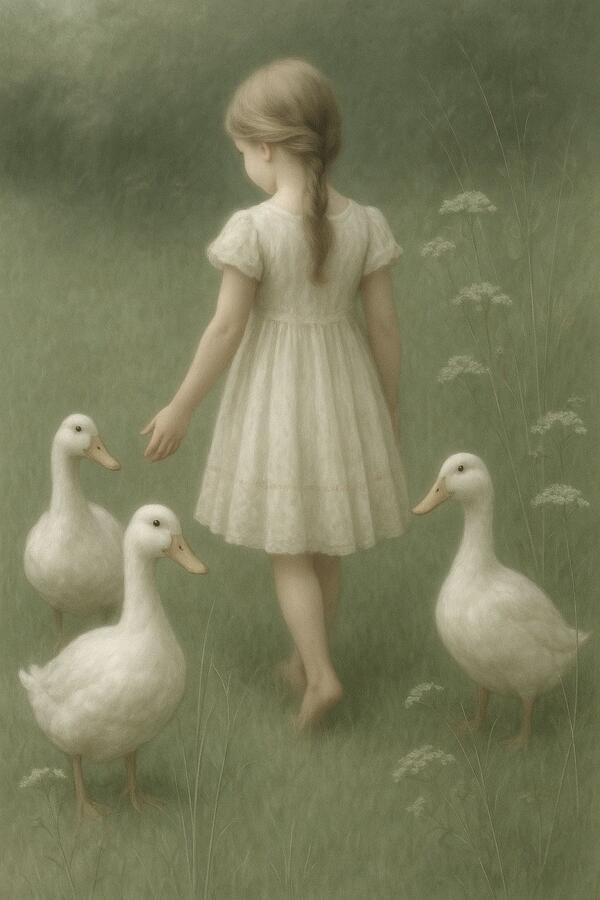 Karte 15 - Mädchen mit Enten 